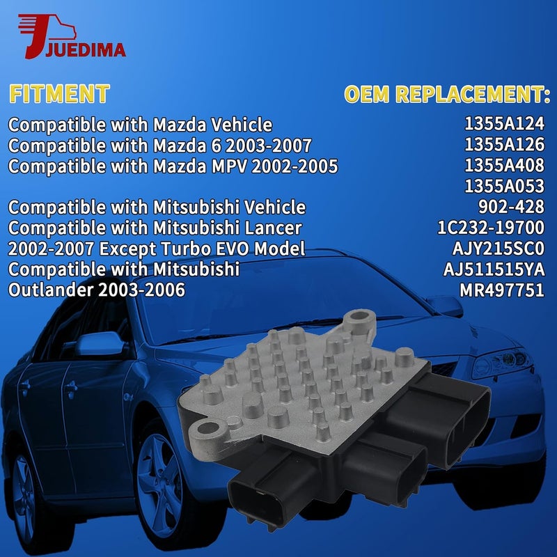 JUEDIMA Store Radiator Cooling Fan Control Unit Module Compatible with Mazda 6 MPV Lancer Outlander 2002-2007 Replaces# 1355A124 1C231-19700 AJY215SC0 MR497751 - Image 2